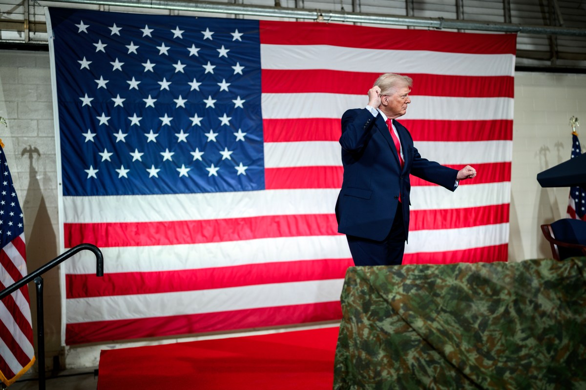 President Donald Trump delivers remarks to military families at Fort Bragg, North Carolina, Friday, February 13, 2026. (Official White House Photo by Daniel Torok)