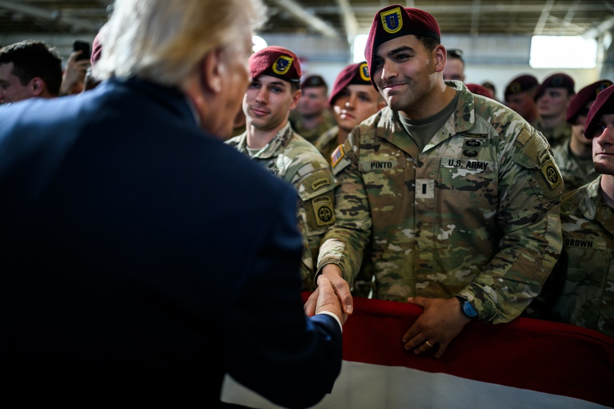 President Donald Trump greets troops after delivering remarks to military families at Fort Bragg, North Carolina, Friday, February 13, 2026. (Official White House Photo by Daniel Torok)