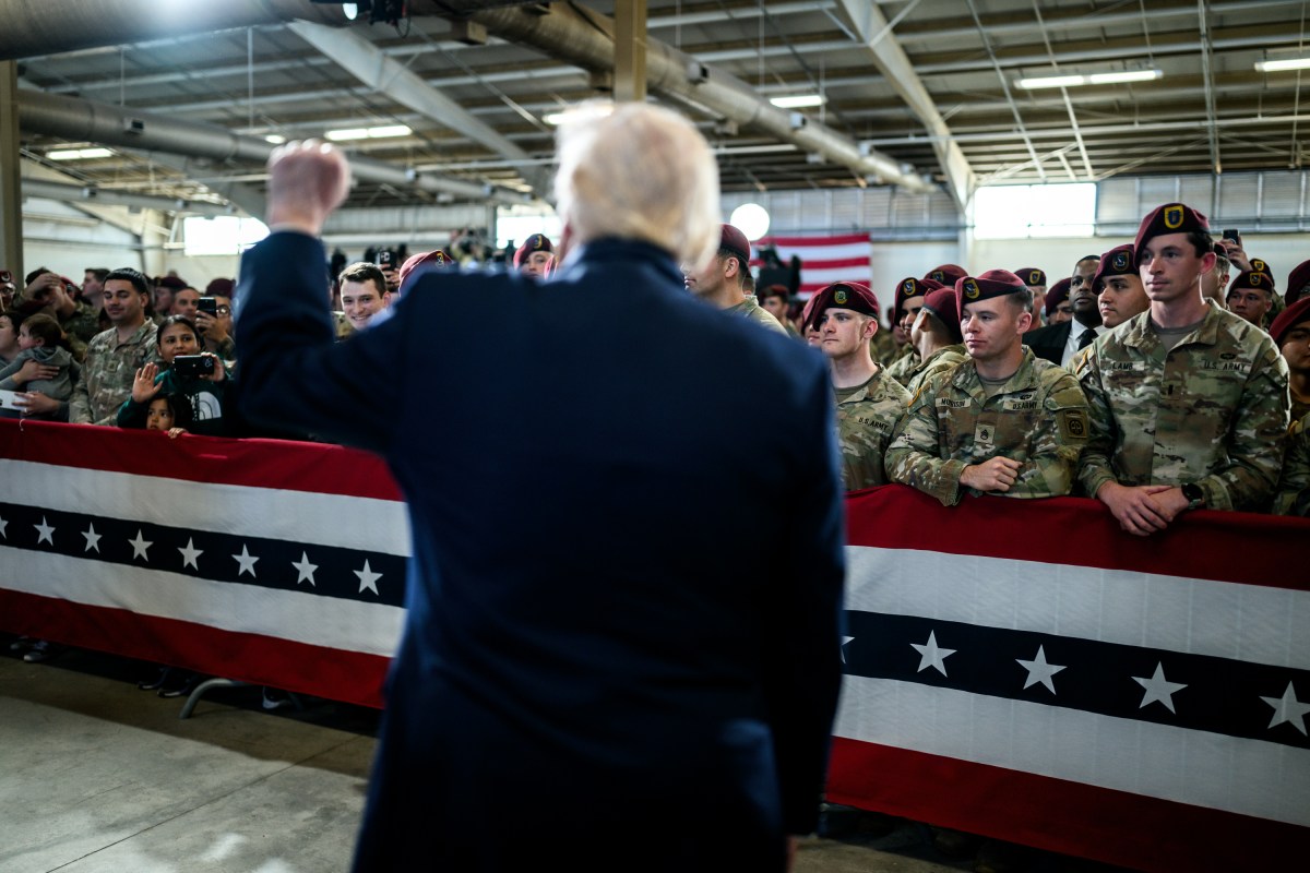 President Donald Trump greets troops after delivering remarks to military families at Fort Bragg, North Carolina, Friday, February 13, 2026. (Official White House Photo by Daniel Torok)