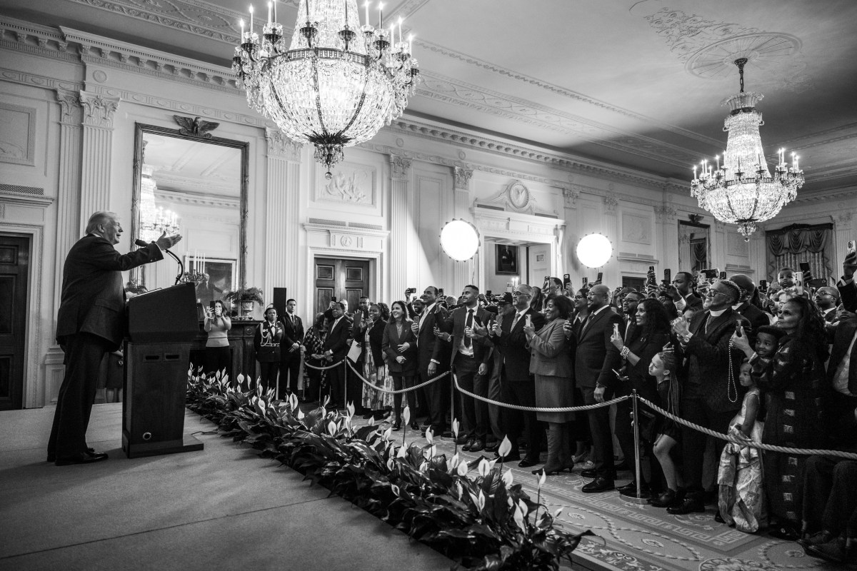 President Donald Trump delivers remarks at a Black History Month reception, Wednesday, February 18, 2026, in the East Room of the White House. (Official White House Photo by Joyce N. Boghosian)