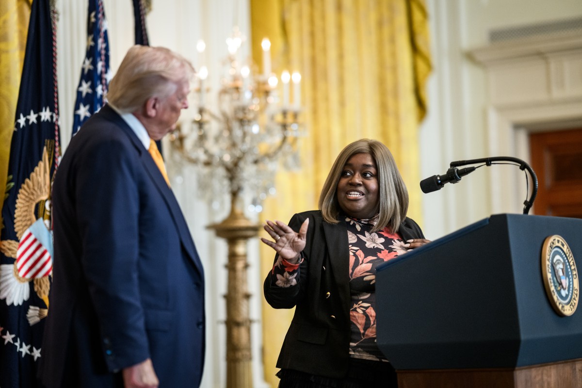 President Donald Trump looks on as business owner Arnetta Bradford delivers remarks at a Black History Month reception, Wednesday, February 18, 2026, in the East Room of the White House. (Official White House Photo by Joyce N. Boghosian)