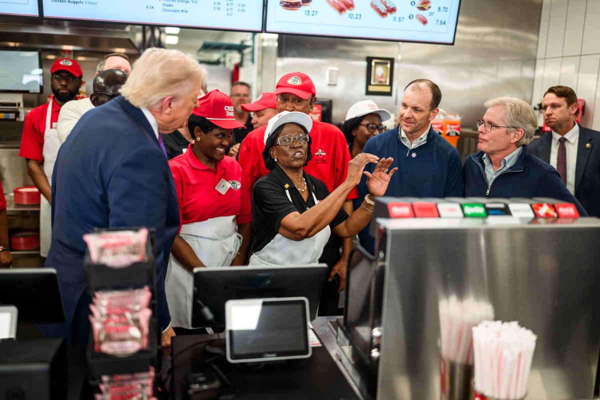 President Donald Trump greets patrons and workers at The Varsity in Rome, Georgia, Thursday, February 19, 2026. (Official White House Photo by Daniel Torok)