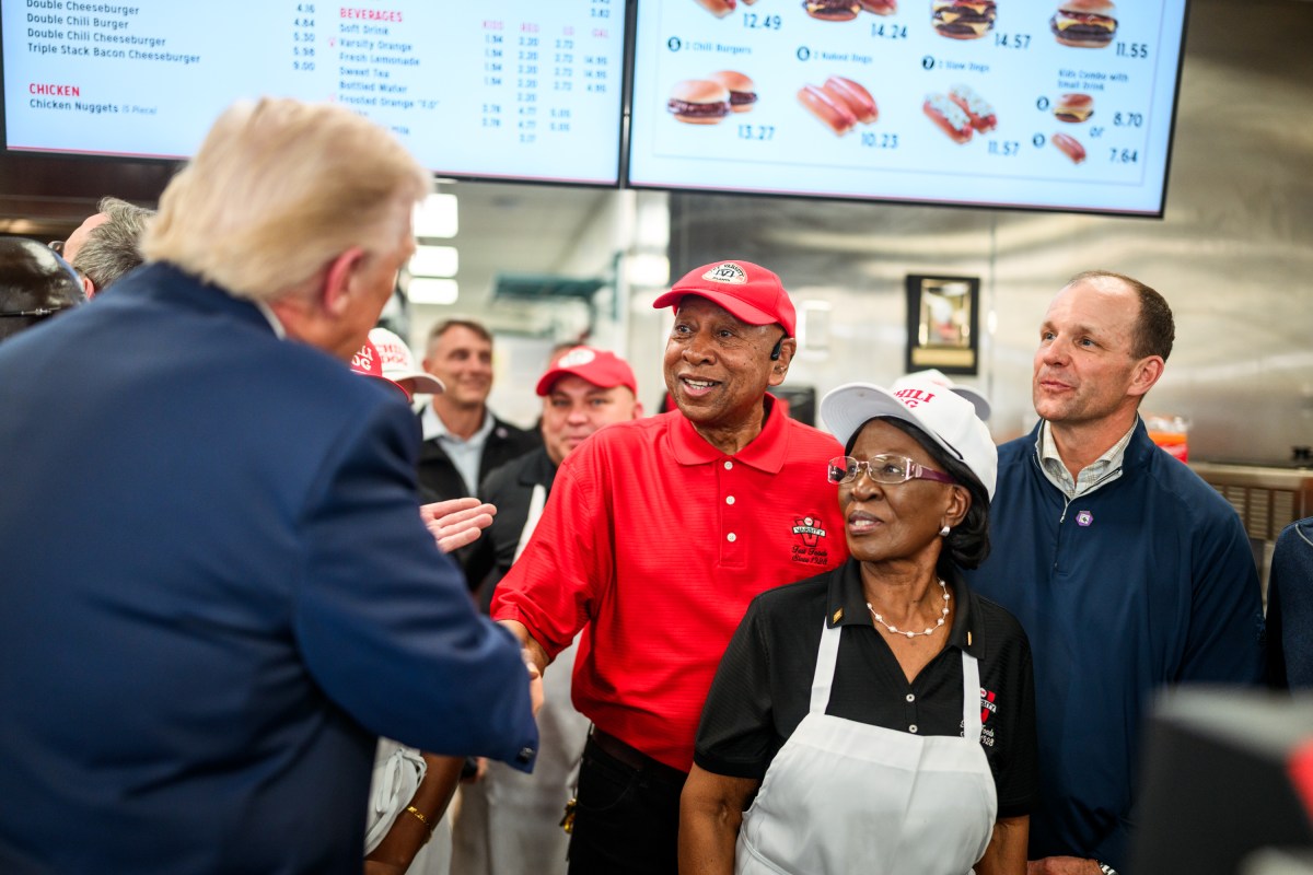 President Donald Trump greets patrons and workers at The Varsity in Rome, Georgia, Thursday, February 19, 2026. (Official White House Photo by Daniel Torok)