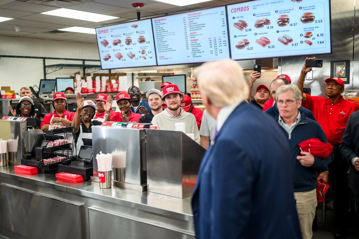President Donald Trump greets patrons and workers at The Varsity in Rome, Georgia, Thursday, February 19, 2026. (Official White House Photo by Daniel Torok)