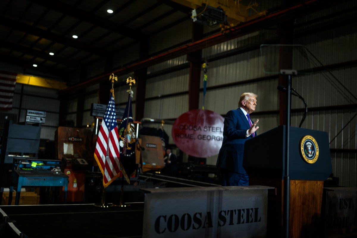President Donald Trump delivers remarks on the economy, Thursday, February 19, 2026, at the Coosa Steel Corporation in Rome, Georgia. (Official White House Photo by Daniel Torok)