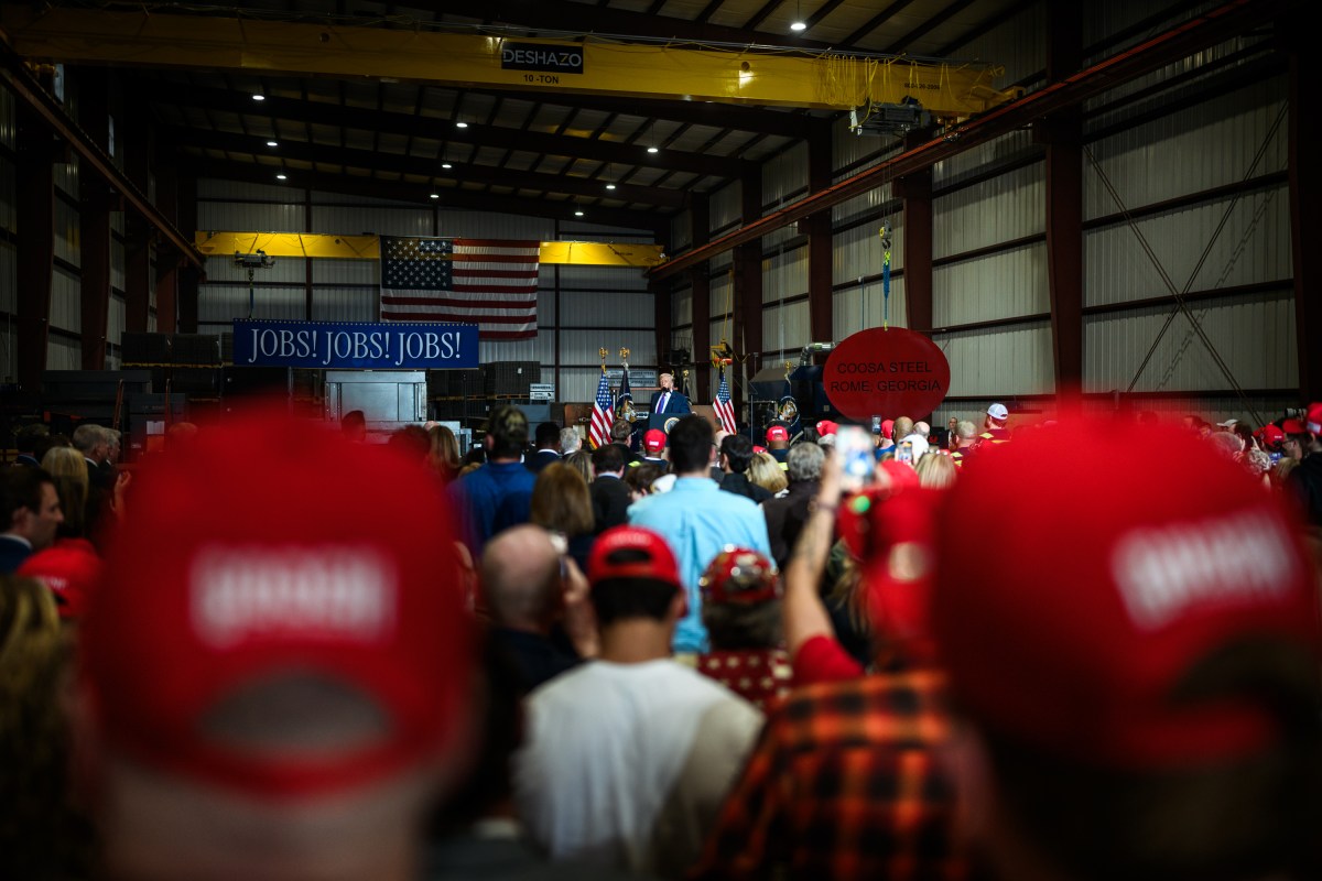 President Donald Trump delivers remarks on the economy, Thursday, February 19, 2026, at the Coosa Steel Corporation in Rome, Georgia. (Official White House Photo by Daniel Torok)