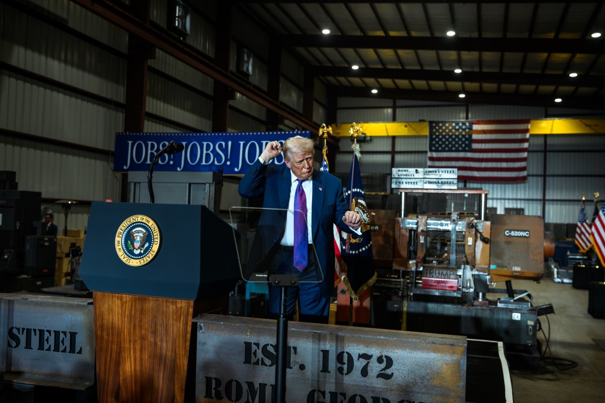 President Donald Trump delivers remarks on the economy, Thursday, February 19, 2026, at the Coosa Steel Corporation in Rome, Georgia. (Official White House Photo by Daniel Torok)