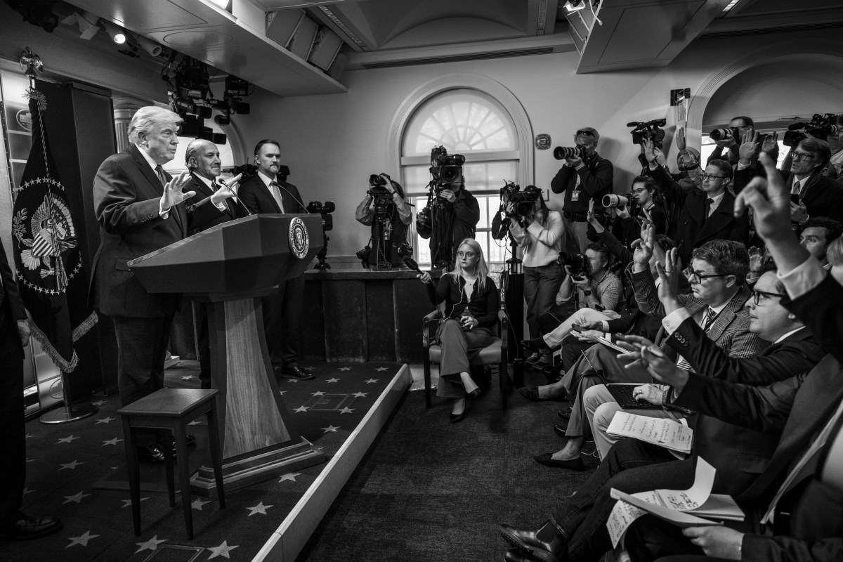 President Donald Trump delivers remarks on the Supreme Court ruling on tariffs in the James S. Brady Press Briefing Room of the White House, Friday, February, 20, 2026. (Official White House Photo by Joyce N. Boghosian)