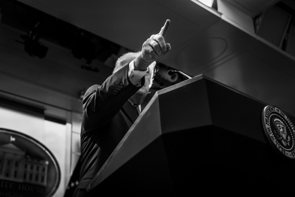 President Donald Trump delivers remarks on the Supreme Court ruling on tariffs in the James S. Brady Press Briefing Room of the White House, Friday, February, 20, 2026. (Official White House Photo by Joyce N. Boghosian)
