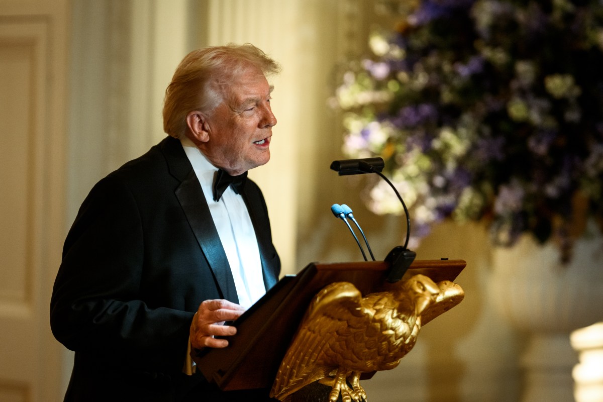 President Donald Trump delivers remarks at a dinner for the nation’s governors, Saturday, February 21, 2026, in the East Room of the White House. (Official White House Photo by Daniel Torok)