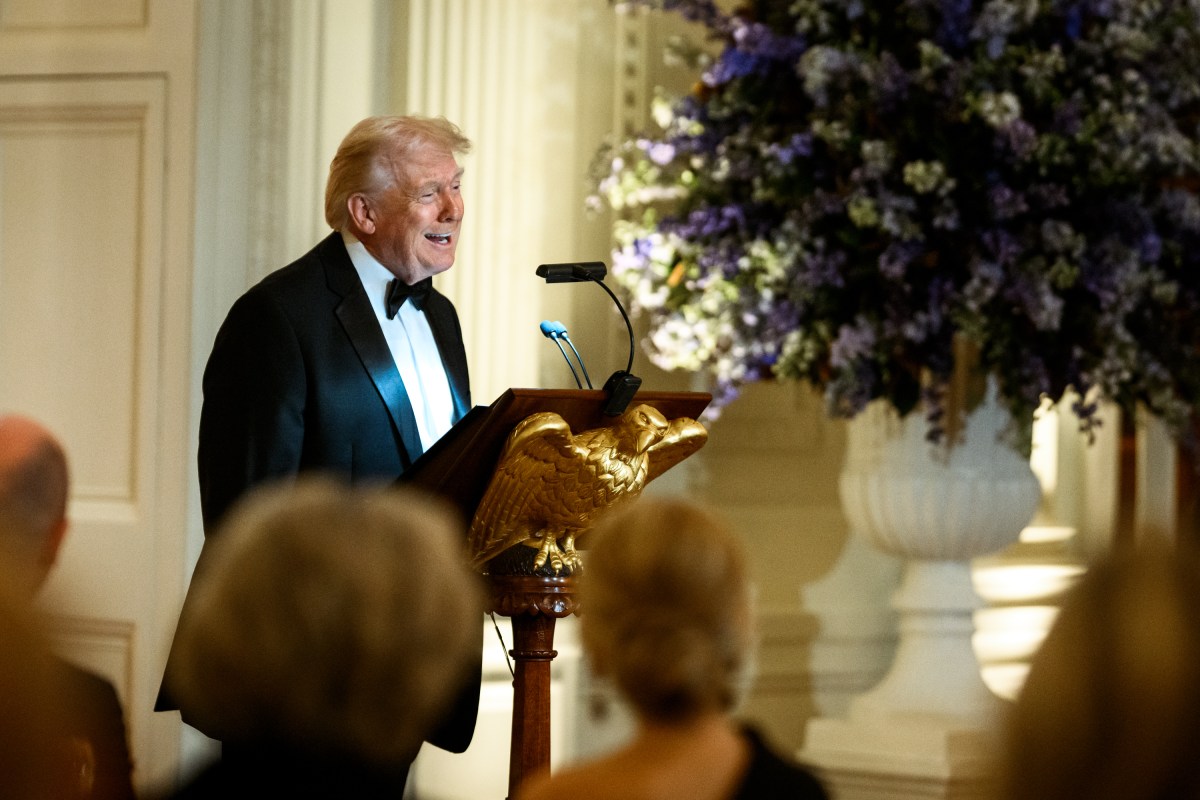 President Donald Trump delivers remarks at a dinner for the nation’s governors, Saturday, February 21, 2026, in the East Room of the White House. (Official White House Photo by Daniel Torok)