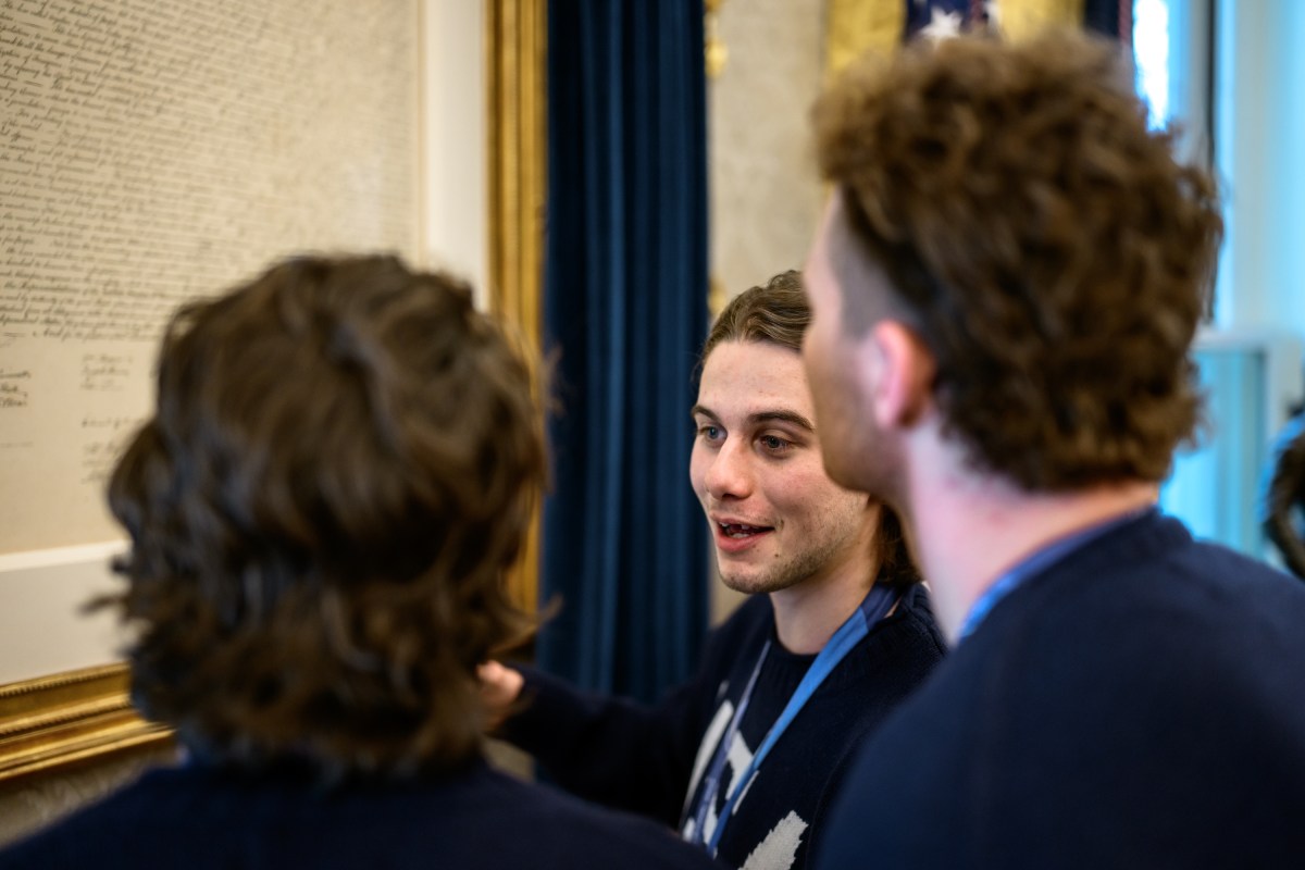 The U.S. Olympic Men’s Hockey Team visit President Donald Trump in the Oval Office, Tuesday, February 24, 2026. (Official White House Photo by Daniel Torok)