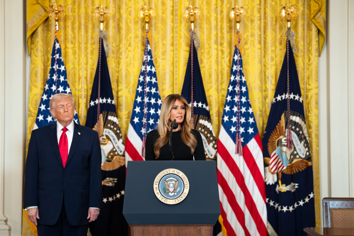 First Lady Melania Trump delivers remarks at an event celebrating Women’s History Month and National Working Mom’s Day, Thursday, March 12, 2026, in the East Room of the White House. (Official White House Photo by Andrea Hanks)