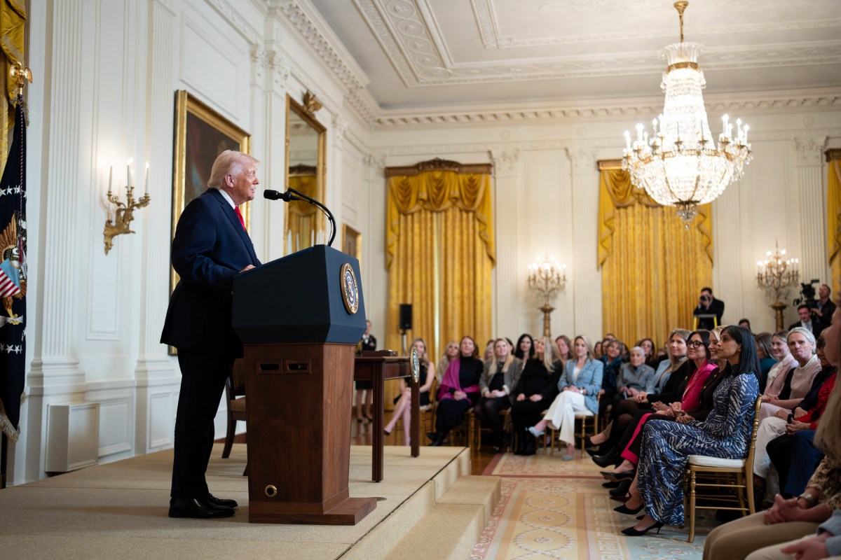 President Donald J. Trump delivers remarks at an event celebrating Women’s History Month and National Working Mom’s Day, Thursday, March 12, 2026, in the East Room of the White House. (Official White House Photo by Andrea Hanks)