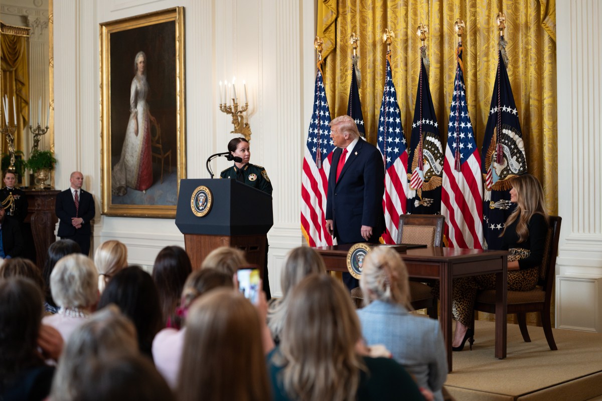 Guest speakers deliver remarks at an event celebrating Women’s History Month and National Working Mom’s Day, Thursday, March 12, 2026, in the East Room of the White House. (Official White House Photo by Andrea Hanks)