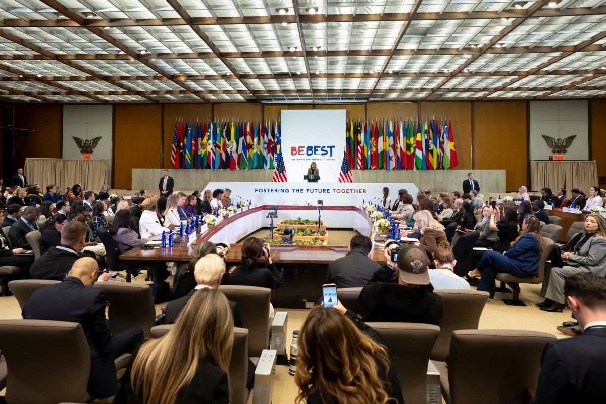 First Lady Melania Trump delivers remarks at the Fostering the Future Together Global Coalition Summit, Tuesday, March 24, 2026, at the U.S. State Department in Washington D.C. (Official White House Photo by Andrea Hanks)