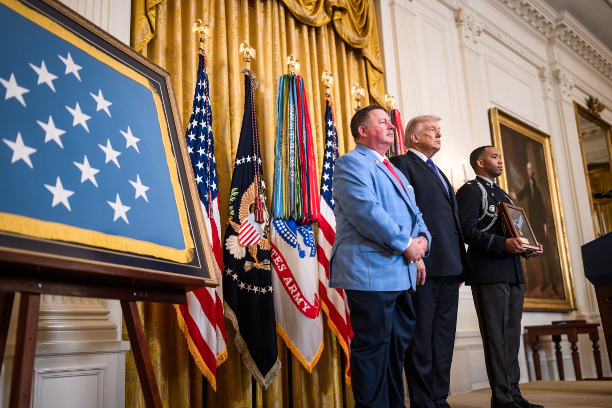 President Donald J. Trump participates in a Medal of Honor ceremony, Monday, March 2, 2026, in the East Room of the White House. (Official White House Photo by Daniel Torok)