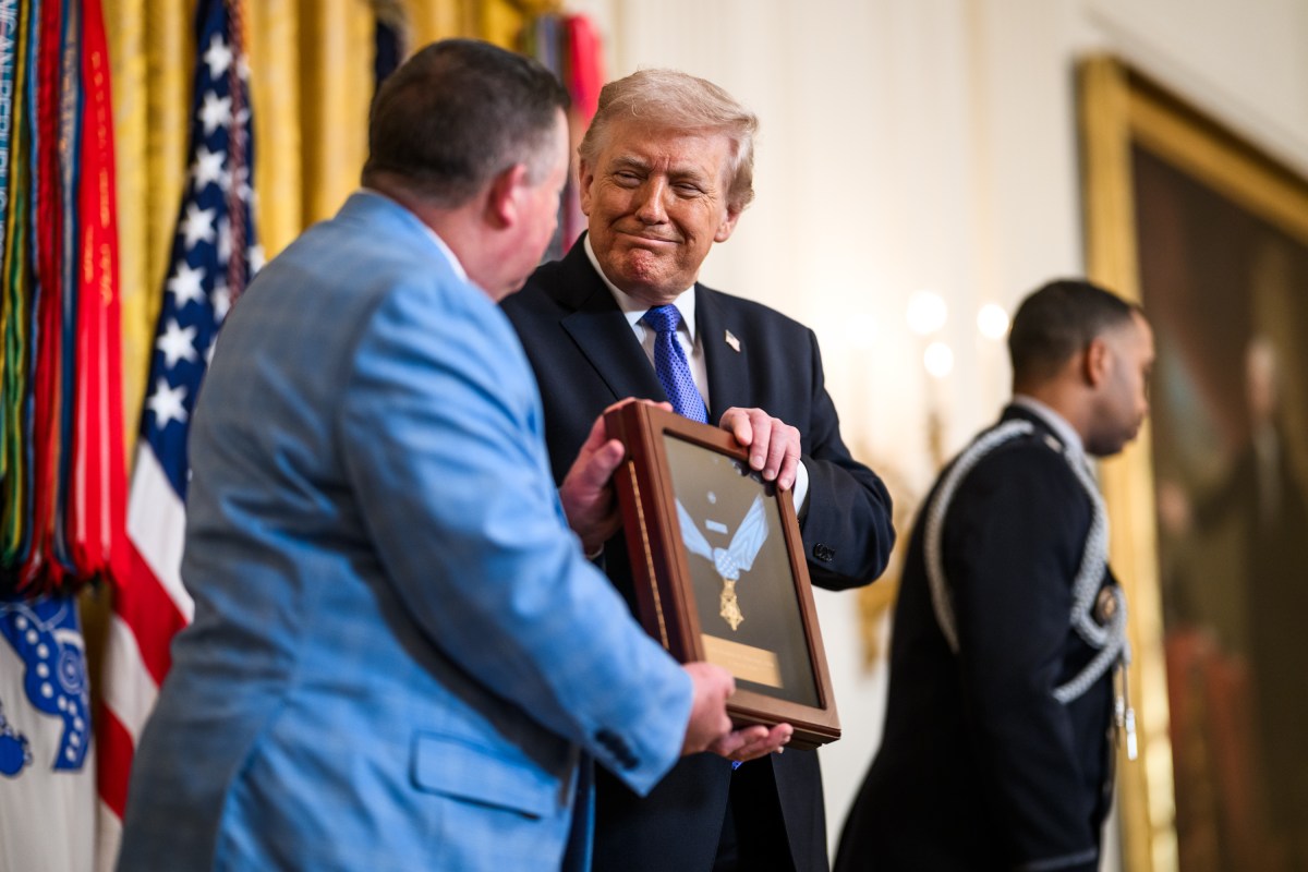 President Donald J. Trump participates in a Medal of Honor ceremony, Monday, March 2, 2026, in the East Room of the White House. (Official White House Photo by Daniel Torok)