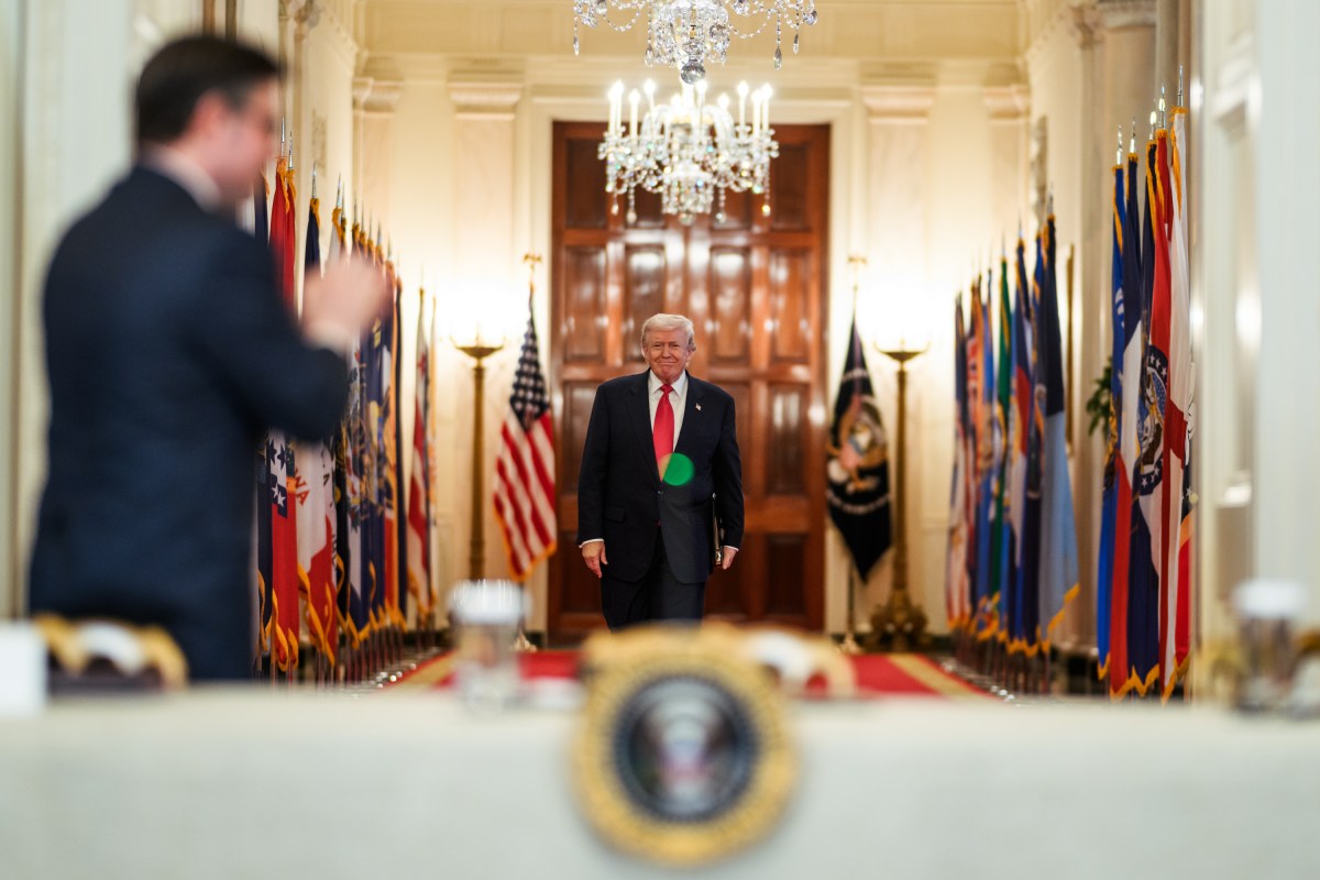 President Donald J. Trump arrives to a Saving College Sports roundtable, Friday, March 6, 2026, in the East Room of the White House. (Official White House Photo by Daniel Torok)