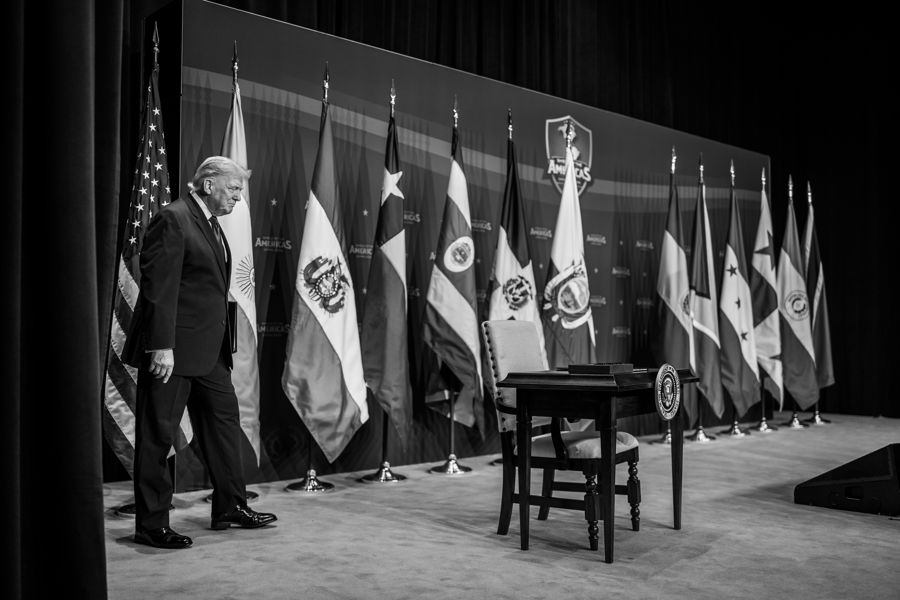 President Donald J. Trump delivers remarks during the Shield of the ...