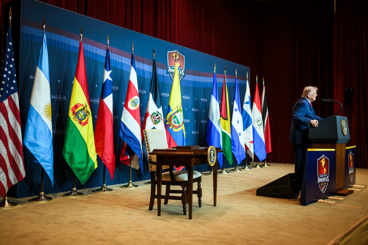 President Donald J. Trump welcomes world leaders to the Shield of the Americas summit at Trump National Doral, Saturday, March 7, 2026, in Miami, Florida. (Official White House Photo by Daniel Torok)