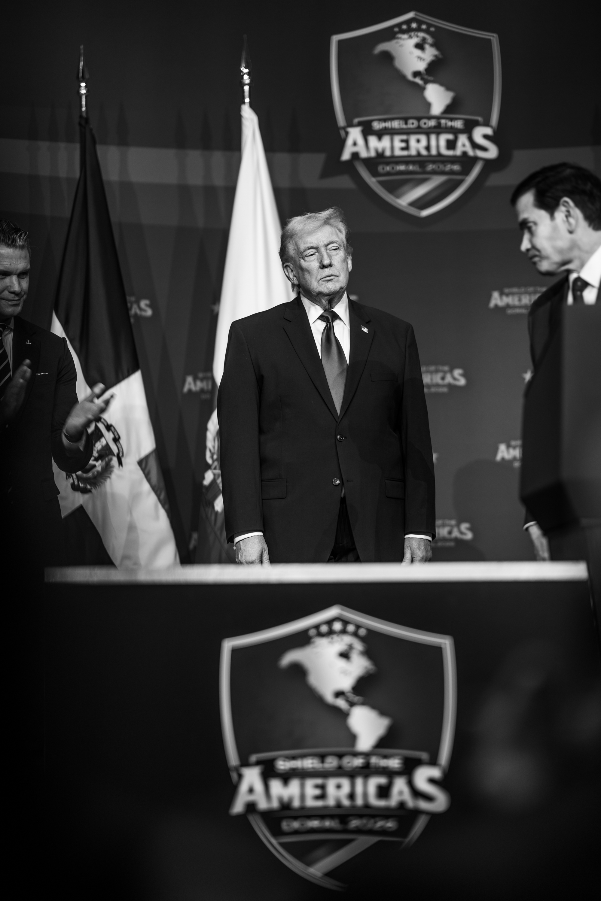 President Donald J. Trump delivers remarks during the Shield of the ...