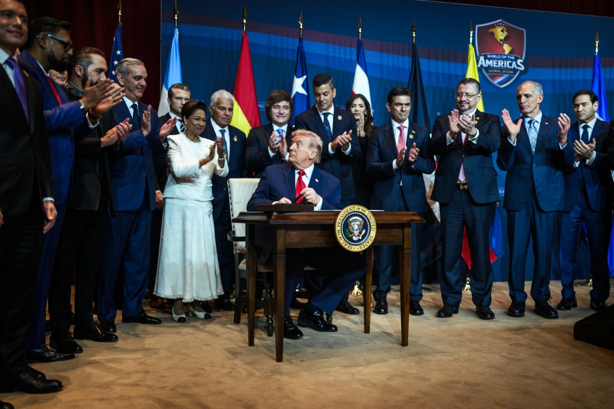 President Donald J. Trump participates in the Signing Ceremony of the DoralCharter of Liberty during the Shield of the Americas summit at Trump National Doral, Saturday, March 7, 2026, in Miami, Florida. (Official White House Photo by Daniel Torok)