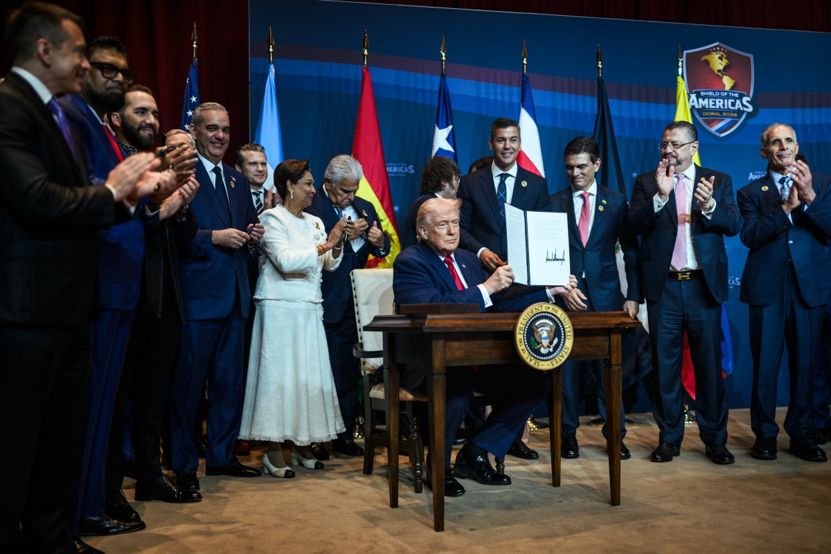 President Donald J. Trump participates in the Signing Ceremony of the DoralCharter of Liberty during the Shield of the Americas summit at Trump National Doral, Saturday, March 7, 2026, in Miami, Florida. (Official White House Photo by Daniel Torok)