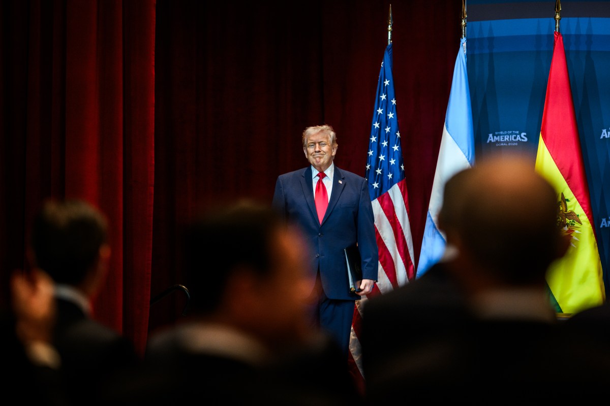 President Donald J. Trump delivers remarks during the Shield of the Americas summit at Trump National Doral, Saturday, March 7, 2026, in Miami, Florida. (Official White House Photo by Molly Riley)