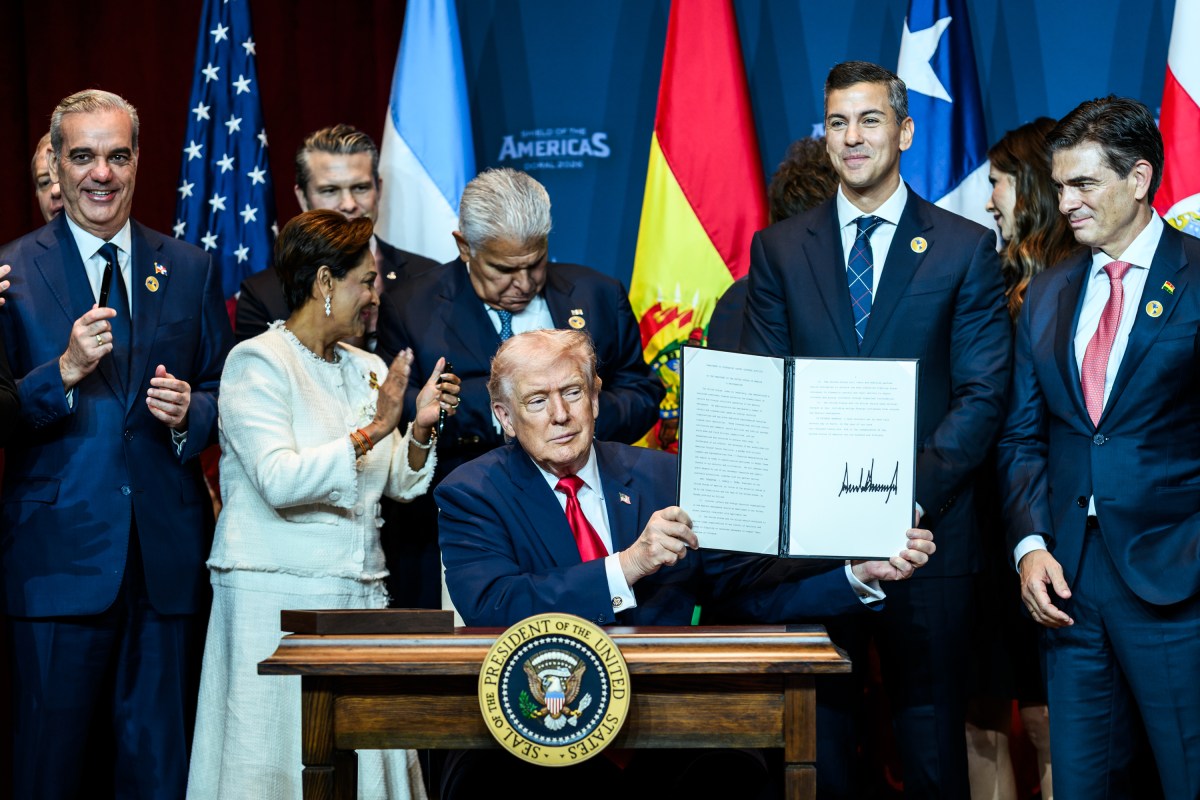 President Donald J. Trump participates in the Signing Ceremony of the Doral Charter of Liberty during the Shield of the Americas summit at Trump National Doral, Saturday, March 7, 2026, in Miami, Florida. (Official White House Photo by Molly Riley)