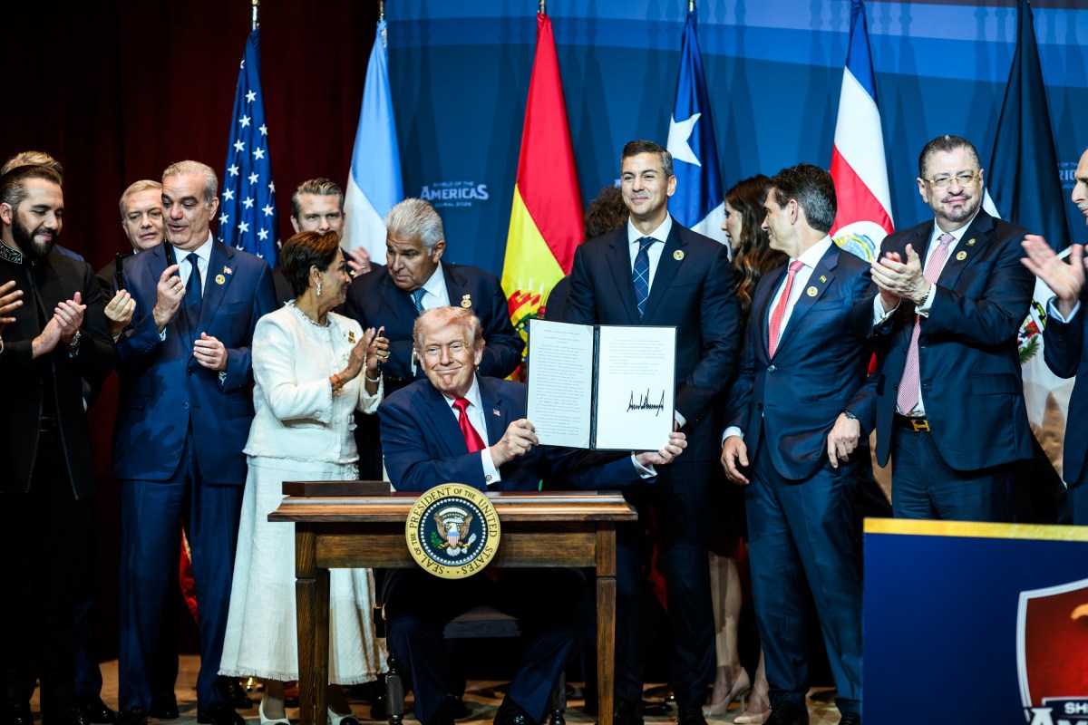 President Donald J. Trump participates in the Signing Ceremony of the Doral Charter of Liberty during the Shield of the Americas summit at Trump National Doral, Saturday, March 7, 2026, in Miami, Florida. (Official White House Photo by Molly Riley)
