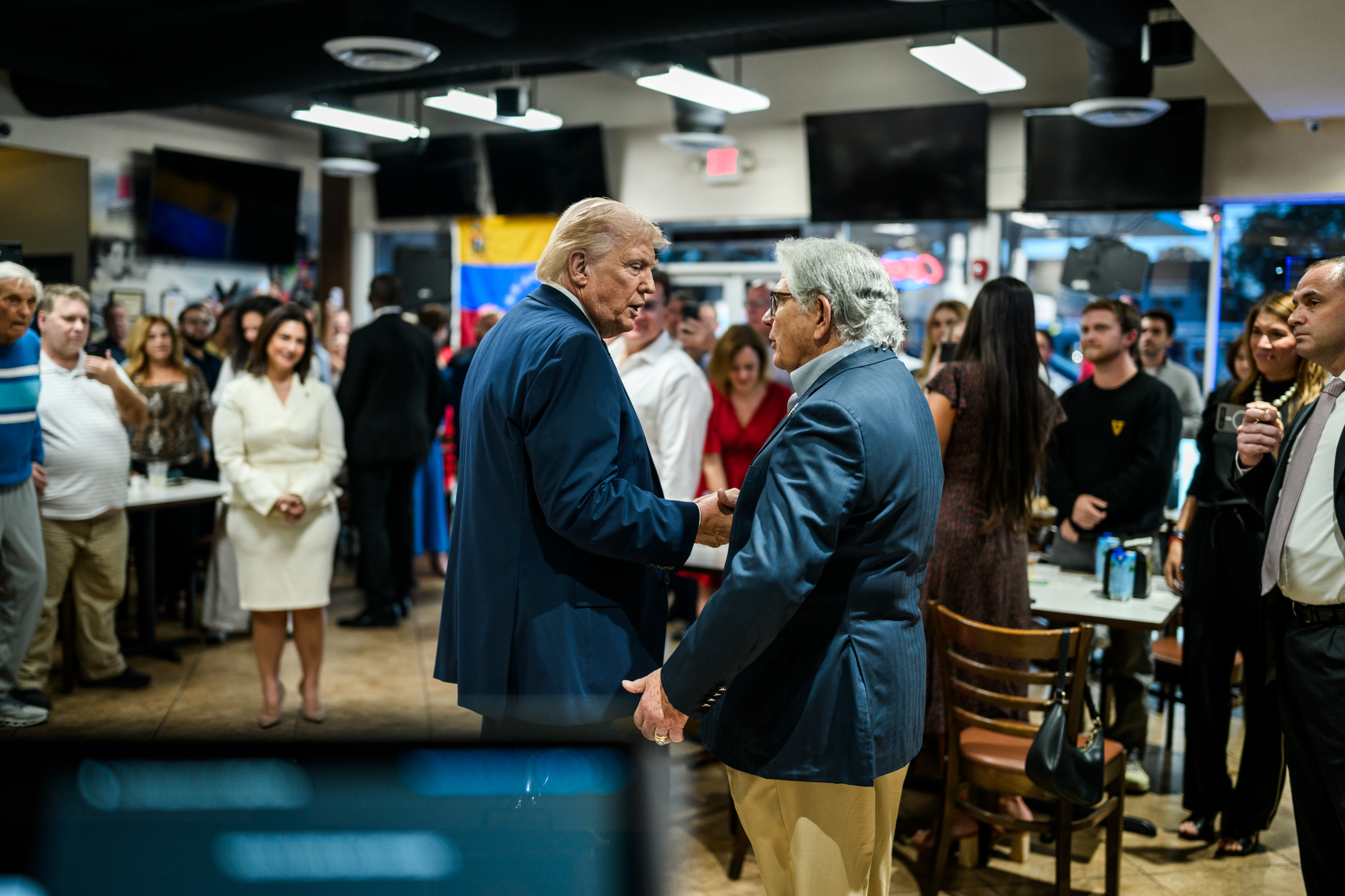 President Donald J. Trump visits the El Arepazo Doral restaurant