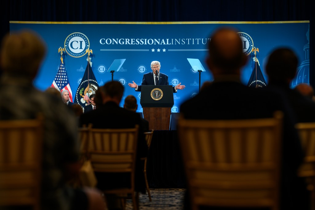 President Donald J. Trump delivers remarks at the Republican Members Issues Conference at Trump National Doral Miami, Monday, March 9, 2026, in Miami, Florida. (Official White House Photo by Molly Riley)