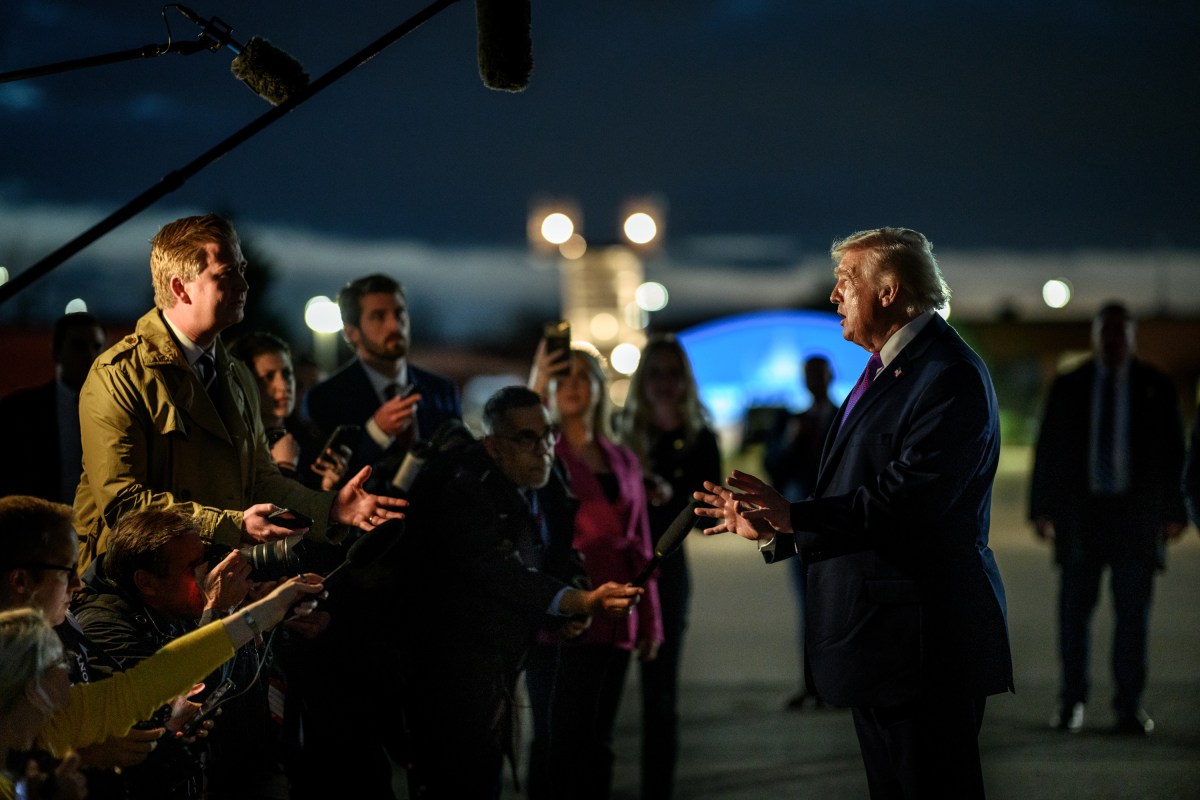 President Donald J. Trump speaks with members of the media after disembarking from Air Force One at Joint Base Andrews, Maryland after a trip to Ohio and Kentucky, Wednesday, March 11, 2026. (Official White House Photo by Joyce N. Boghosian)