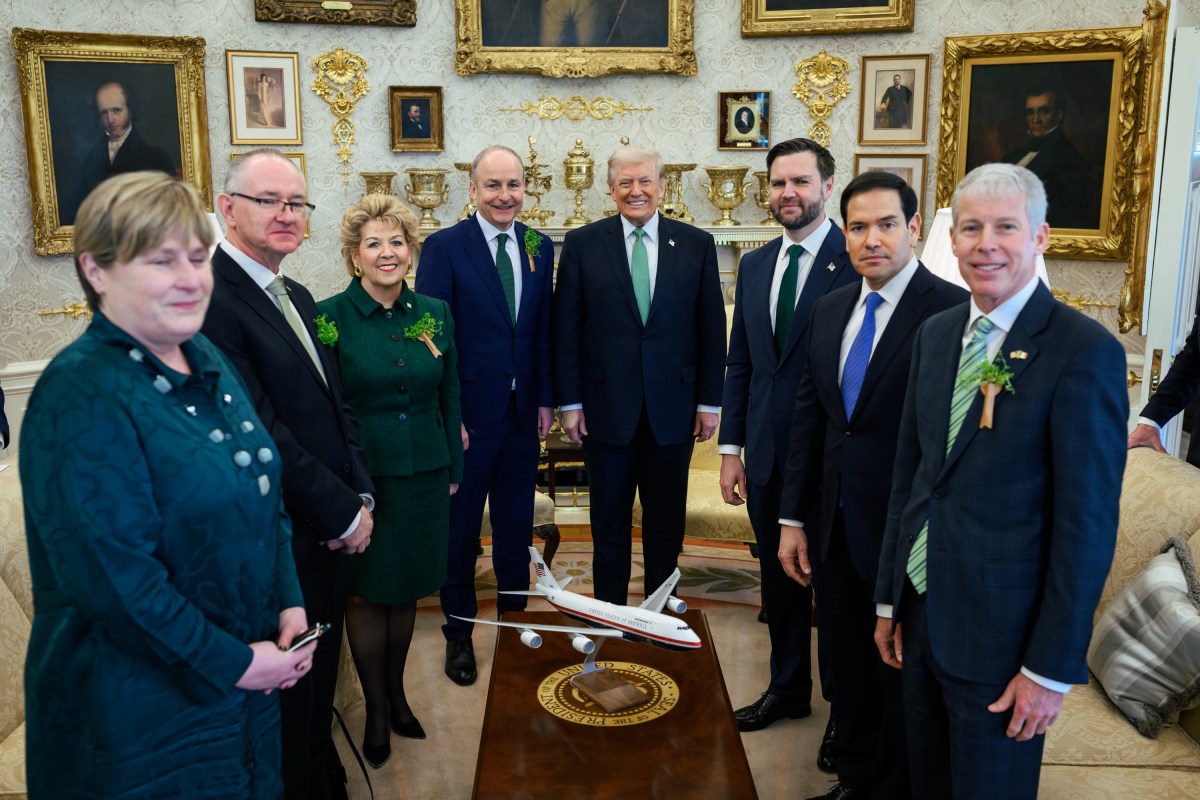 President Donald J. Trump participates in a bilateral meeting with Taoiseach of Ireland Micheál Martin in the Oval Office, Tuesday, March 17, 2026. (Official White House Photo by Daniel Torok)