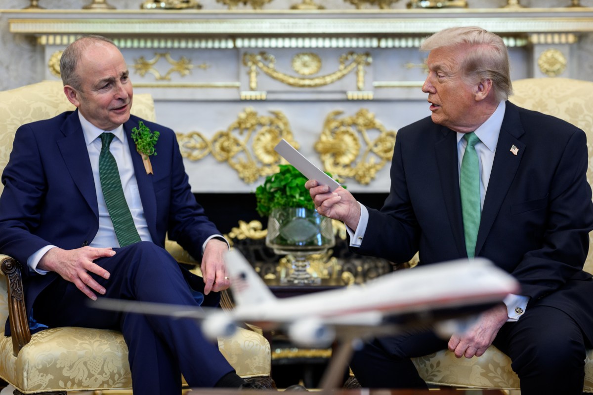 President Donald J. Trump participates in a bilateral meeting with Taoiseach of Ireland Micheál Martin in the Oval Office, Tuesday, March 17, 2026. (Official White House Photo by Daniel Torok)