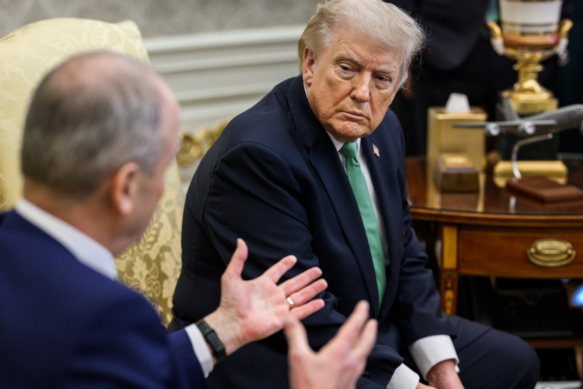 President Donald J. Trump participates in a bilateral meeting with Taoiseach of Ireland Micheál Martin in the Oval Office, Tuesday, March 17, 2026. (Official White House Photo by Daniel Torok)