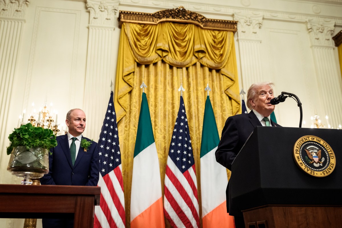 President Donald J. Trump delivers remarks at a Shamrock Reception in honor of St. Patrick’s Day, Tuesday, March 17, 2026 in the East Room of the White House. (Official White House Photo by Molly Riley)