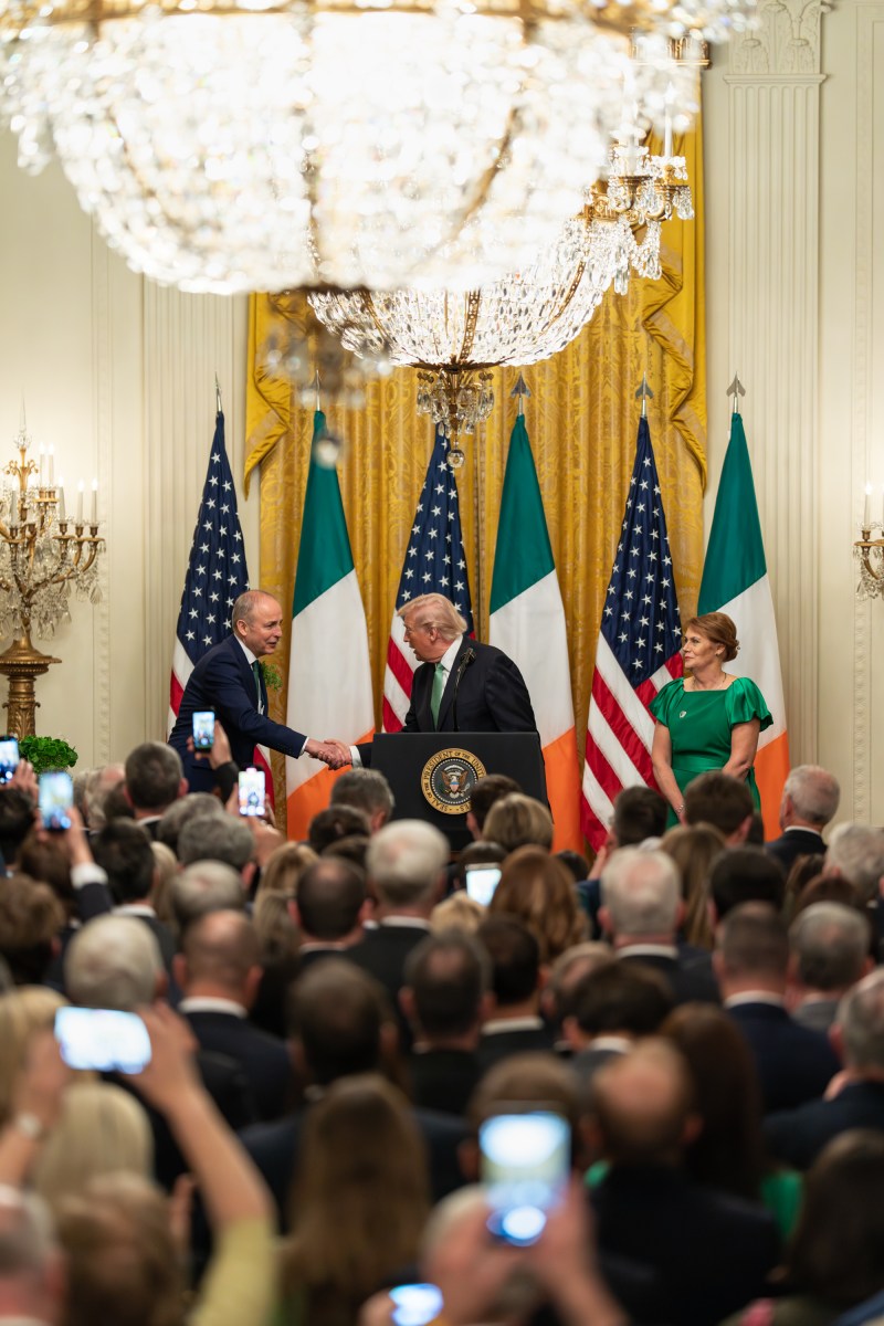 Taoiseach of Ireland Micheál Martin delivers remarks at a Shamrock Reception in honor of St. Patrick’s Day, Tuesday, March 17, 2026 in the East Room of the White House. (Official White House Photo by Patrick Ruddy)