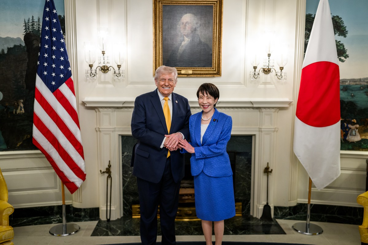 President Donald J. Trump poses for a photo with Japanese Prime Minister Sanae Takaichi in the Diplomatic Reception Room of the White House, Thursday, March 19, 2026. (Official White House Photo by Daniel Torok)