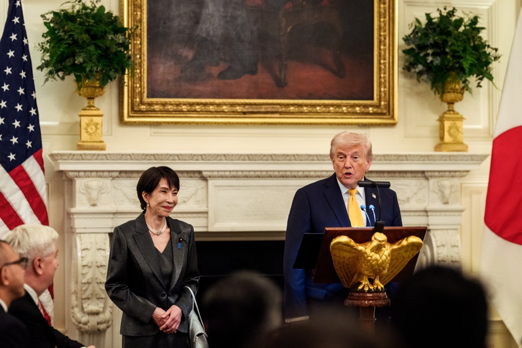 President Donald J. Trump and Japanese Prime Minister Sanae Takaichi deliver remarks in the the State Dining Room of the White House, Thursday, March 19, 2026. (Official White House Photo by Joyce N. Boghosian)