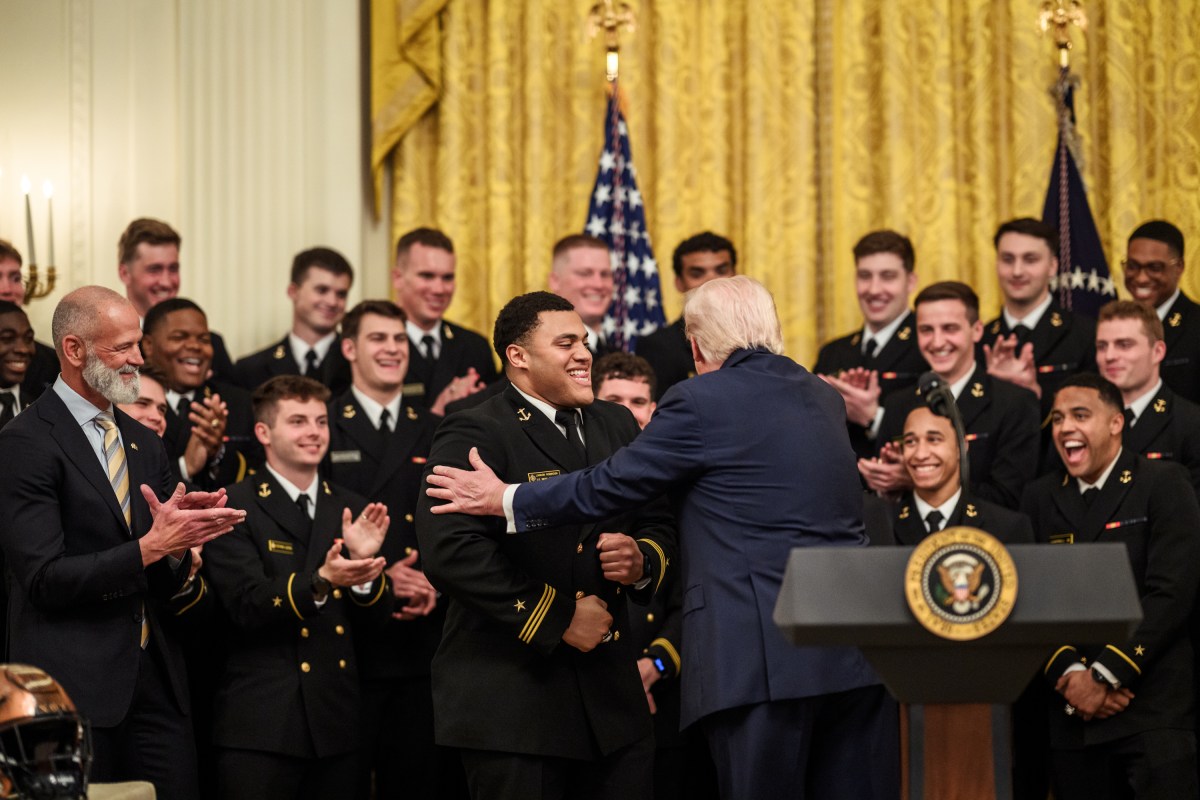 President Donald J. Trump delivers remarks at a Commander in Chief Trophy presentation for the U.S. Naval Academy’s Navy Midshipmen football team, Friday, March 20, 2026, in the East Room of the White House. (Official White House Photo by Joyce N. Boghosian)