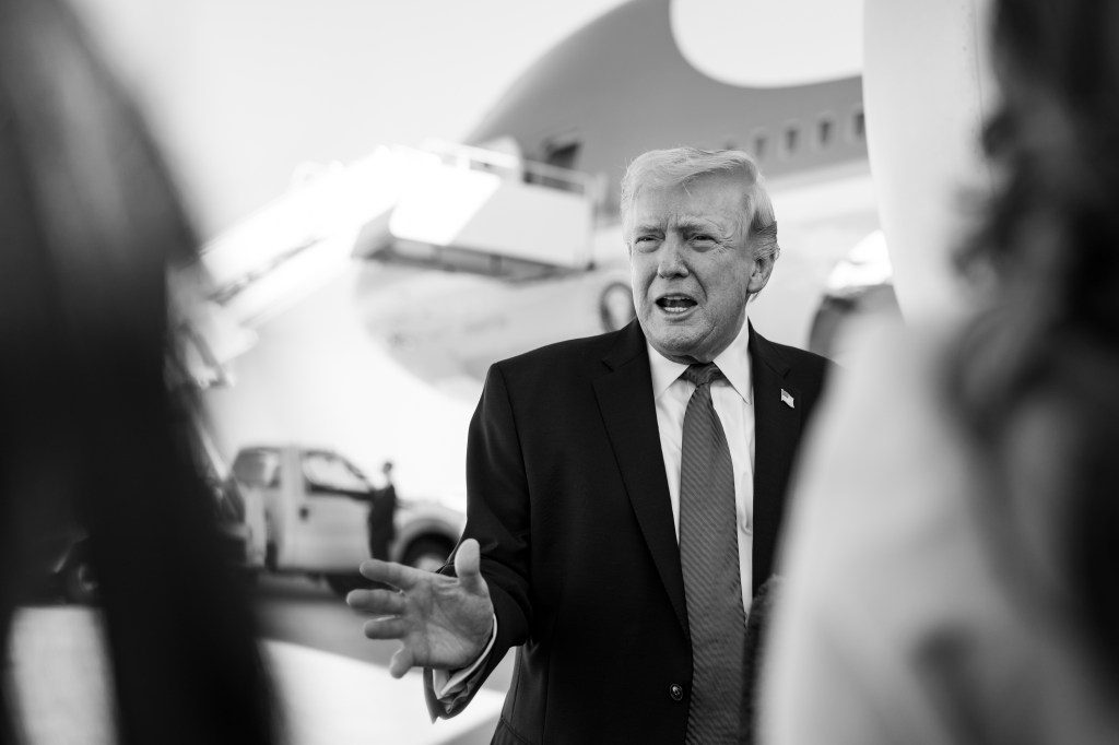 President Donald J. Trump boards Air Force One at Palm Beach International Airport in West Palm Beach, Florida on Monday, March 23, 2026, en route Memphis, Tennessee. (White House photo by Molly Riley)