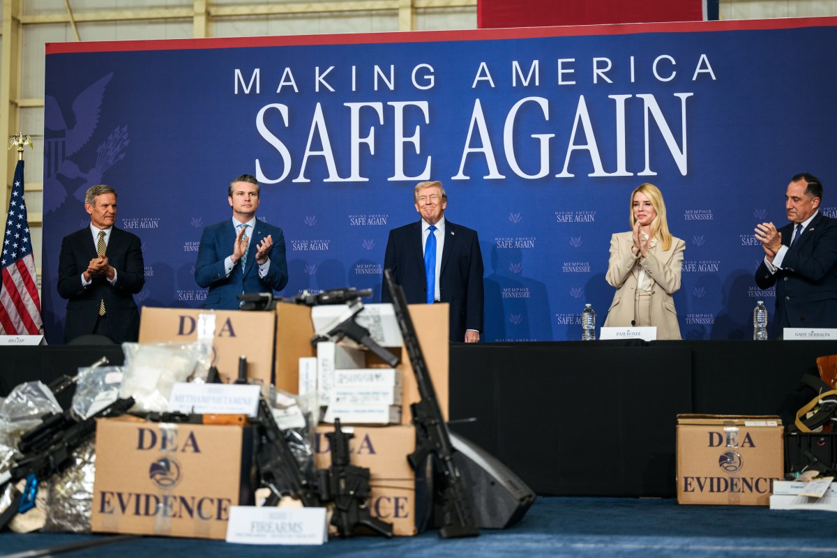 President Donald J. Trump attends the Memphis Safe Task Force roundtable on public safety at Tennessee Air National Guard Base, Tennessee on Monday, March 23, 2026. (Official White House photo by Molly Riley)