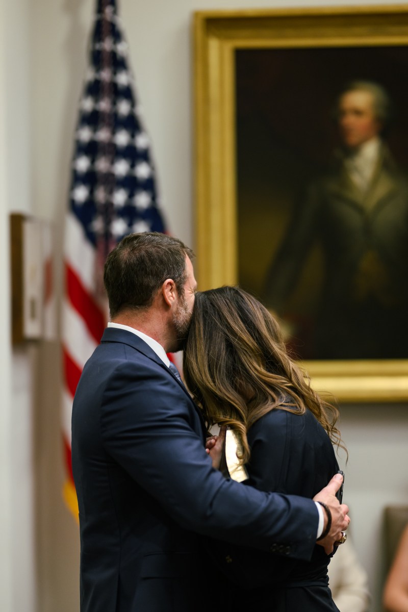 Markwayne Mullin and family wait in the Roosevelt Room before his swearing-in ceremony for Secretary of Homeland Security in the Oval Office, Tuesday, March 24, 2026.(Official White House photo by Daniel Torok)