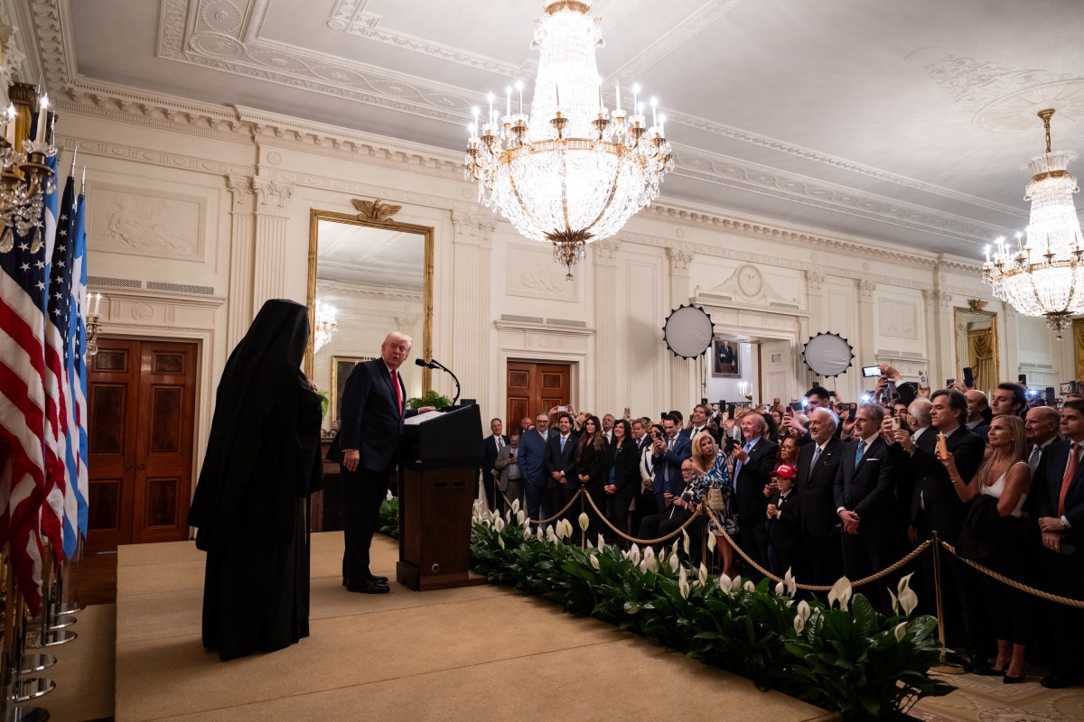 President Donald J. Trump delivers remarks at a Greek Independence Day reception in the East Room of the White House, Thursday, March 26, 2026. (Official White House photo by Joyce Boghosian)