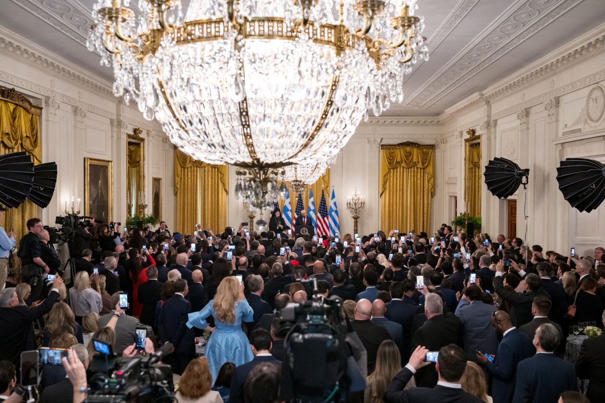 President Donald J. Trump delivers remarks at a Greek Independence Day reception in the East Room of the White House, Thursday, March 26, 2026. (Official White House photo by Molly Riley)