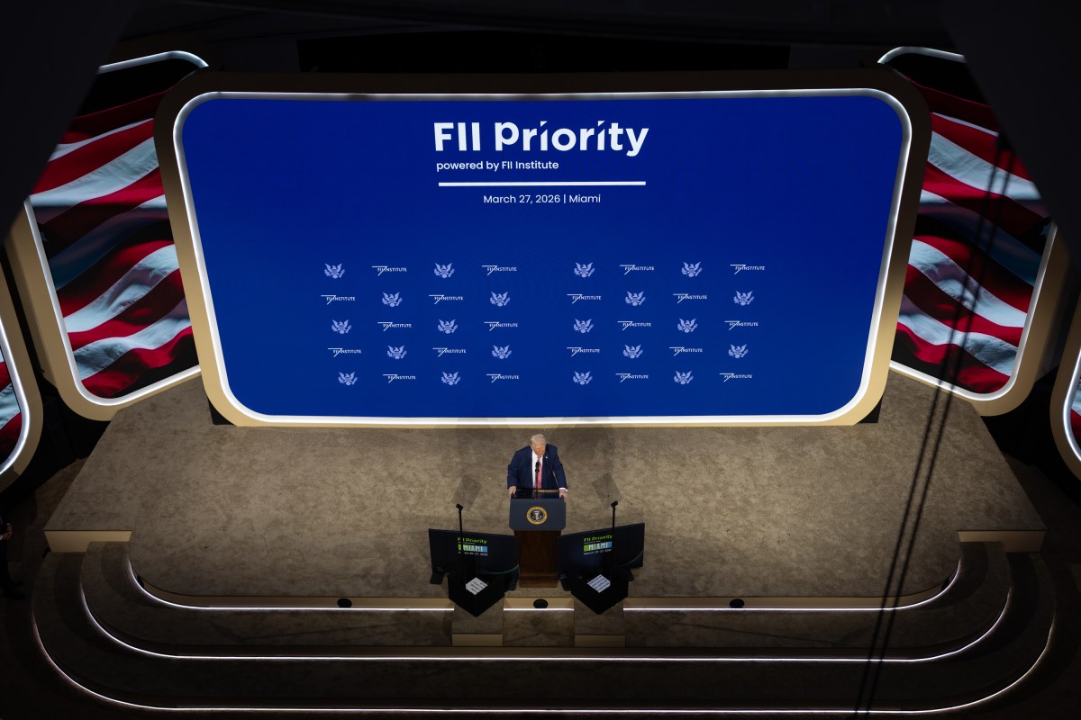 President Donald J. Trump delivers remarks at the F11 PRIORITY Summit at the Faena Forum in Miami, Florida on Friday, March 27, 2026.(Official White House Photo by Molly Riley)