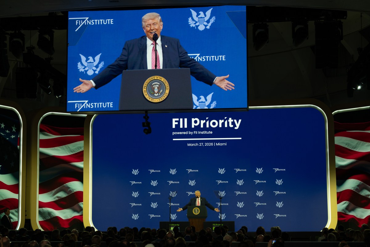 President Donald J. Trump delivers remarks at the F11 PRIORITY Summit at the Faena Forum in Miami, Florida on Friday, March 27, 2026.(Official White House Photo by Molly Riley)
