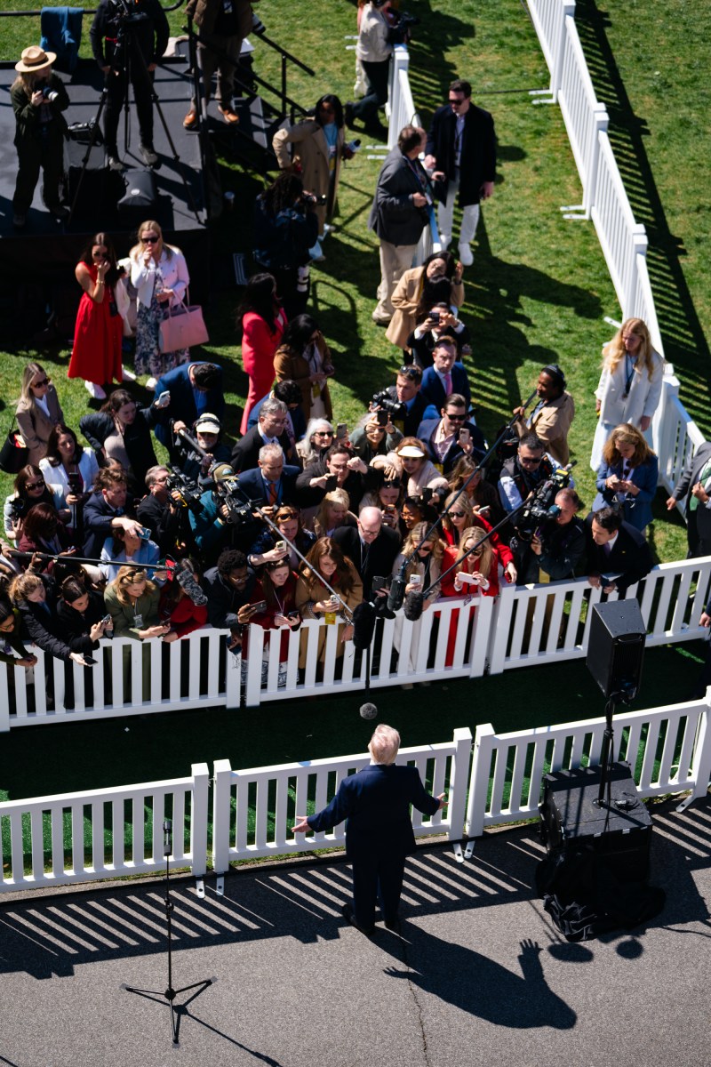 President Donald J. Trump and First Lady Melania Trump arrive to the South Lawn to participate in the annual White House Easter Egg Roll, Monday, April 6, 2026. (Official White House Photo by Cody Hendrix)
